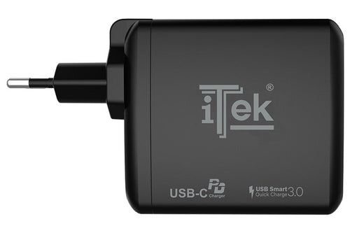 Caricabatteria da muro da 60W- 6A(2x3A) con 2 porte: 1xType-C PD- 1xQC3.0- Smart IC