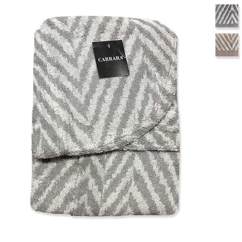 Carrara Accappatoio Unisex con Cappuccio in Spugna di Puro Cotone Chevron S46 - Passarelli Biancheria