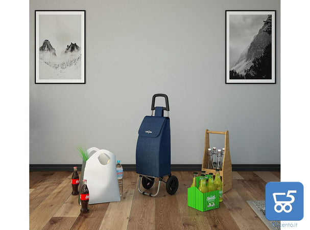Carrello Porta Spesa Pieghevole Capienza 40 Litri Acciaio Blu Rolly Colombo