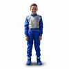 Go Kart Sc. 40% Tuta Intera Bambino Ragazzo Blu Argento Tuta Go Kart Professionale Bandiera Italiana