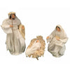 Natività completa statue per presepe vestiti in tessuto Bianco e Beige h 48 cm