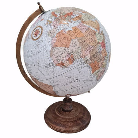 Mappamondo decorativo per scrivania con piedistallo in legno h 42 cm