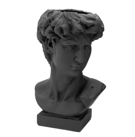 Statua decorativa "Adone" porta vaso arrendamento moderno nero h 64 cm