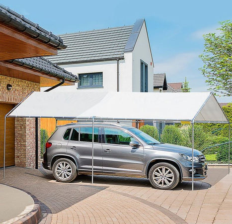 Gazebo per auto "Carport" con pali in acciaio 6 x 6 mt garage da giardino