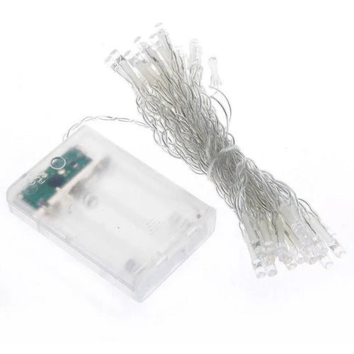Luci di natale catena a batteria da 5 mm luce fredda cavo trasparente