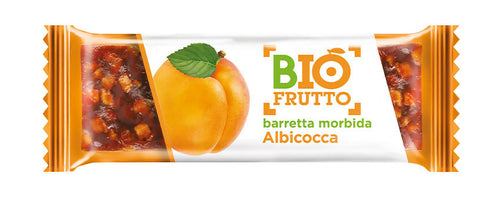 BioFrutto barretta all' Albicocca morbida con Frutta Bio 30g per una merenda/fuoripasto/energybar senza controindicazioni, assolutamente sana e naturale.