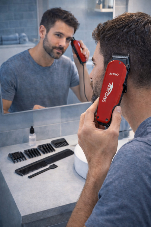 Rasoio elettrico con Filo 12W Rosso, Lame Acciaio al Carbonio Regolabili, Kit  Completo