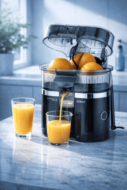 SOGO Spremiagrumi Automatico Doppio Cono Senza Polpa Accessori Lavastoviglie