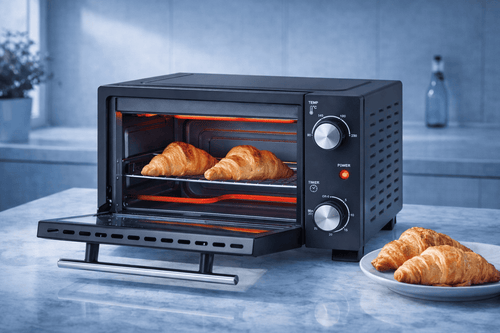 Forno Tostapane 10L 800W – Mini Forno Elettrico, Timer 30 Min, Temperatura 90-230°C, Doppio Vetro, Griglia e Teglia Incluse