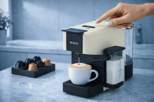 Macchina Caffè Espresso Multicapsula 4in1 con Cappuccinatore 20 Bar 1400W | Compatibile Nespresso Dolce Gusto Cialde e Polvere