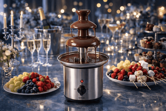 Fontana di Cioccolato Elettrica in Acciaio Inox 700ml 100W per Feste e Eventi