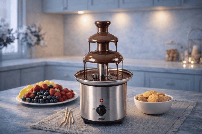 Fontana di Cioccolato Elettrica in Acciaio Inox 700ml 100W per Feste e Eventi