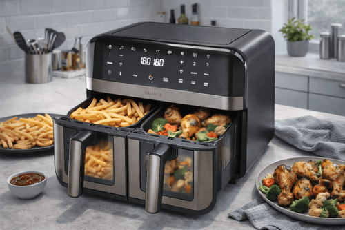 Friggitrice ad Aria AIWA 9L Doppio Cestello 2400W Dual Zone Digitale Silenziosa