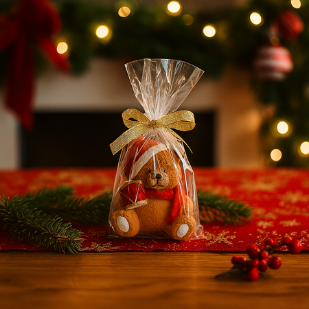 Candela decorativa orsacchiotto in cera per decorazioni natalizie h 10 cm