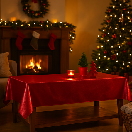 Tovaglia pratica effetto metal per tavolo di Natale 140 x 240 cm