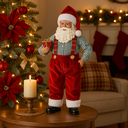 Babbo Natale decorativo in tessuto per decorazioni natalizie, da h 23 cm