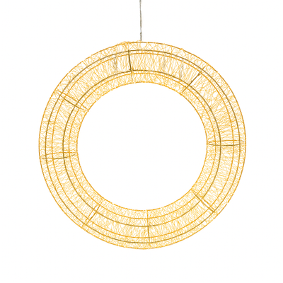 Corona natalizia tonda in metallo luminosa con LED a luce calda per decorazioni natalizie