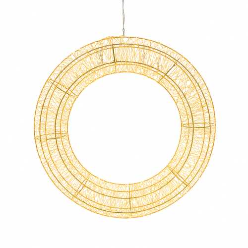 Corona natalizia tonda in metallo luminosa con LED a luce calda per decorazioni natalizie