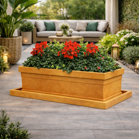 Sottovaso per Fioriera rettangolare in resina per piante e fiori Made in Italy da esterno