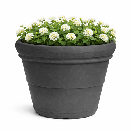 Vaso Doppiobordo Liscio rotondo in resina decorazione per esterno "Made in Italy"