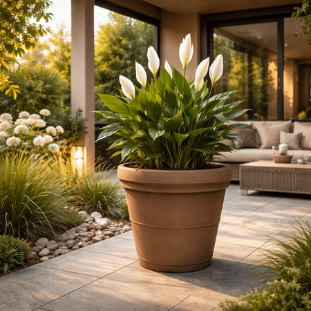 Vaso Doppiobordo Liscio rotondo in resina decorazione per esterno "Made in Italy"