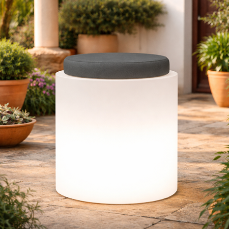 Poltroncina luminosa Round Bright rotonda con led pouf "Made in Italy" per esterno