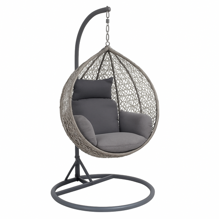 Poltrona a dondolo sospesa "Amirantes" per giardino e veranda in rattan con cuscino
