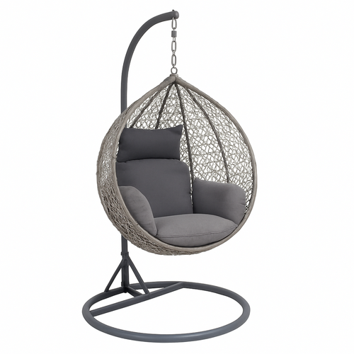 Poltrona a dondolo sospesa Amirantes per giardino e veranda in rattan con cuscino