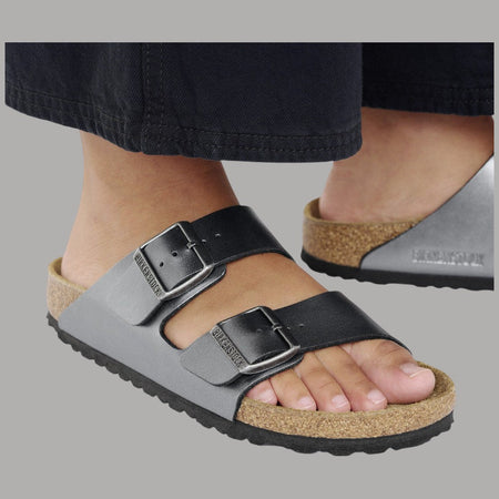 Ciabatte Birkenstock Arizona Donna Nero Metallico Stretta Fit