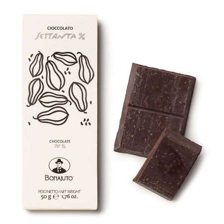 Cioccolato 70% | Artigianale - Fatto a mano a Modica, Sicilia | Senza glutine | Bonajuto | 50g