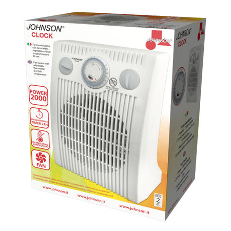 Clock Termoventilatore Potenza 1700-2000W Timer 24 Ore Termostato Regolabile Ventilazione