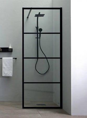 Doccia Walk In H200 Anticalcare 8mm Trasparente Telaio Finestrato Nero Opaco - Shopbagno.it