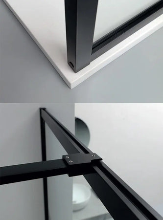 Doccia Walk In H200 Anticalcare 8mm Trasparente Telaio Finestrato Nero Opaco - Shopbagno.it