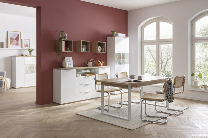 Colonna multiuso "Mundi" con 2 ante rovere e Bianco h 130 cm