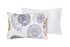 Set Copripiumino Federe Bifaccia Conchiglie Fondo Grigio Parure Copripiumino in Cotone Made in Italy CONCHIGLIE / BIANCO