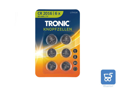 Confezione da 6 Batterie Litio Monouso Cr2016 pila tampone radiocomandi dispositivi elettronici