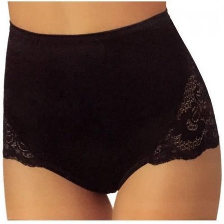 Slip Culotte in Cotone Jadea Mod. 07 In Pizzo Vita Alta Bianco/Nero