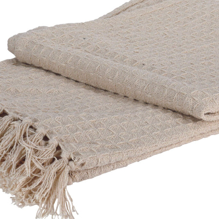 Coperta decorativa morbida con frange in cotone per letto e divano leggera 170 cm