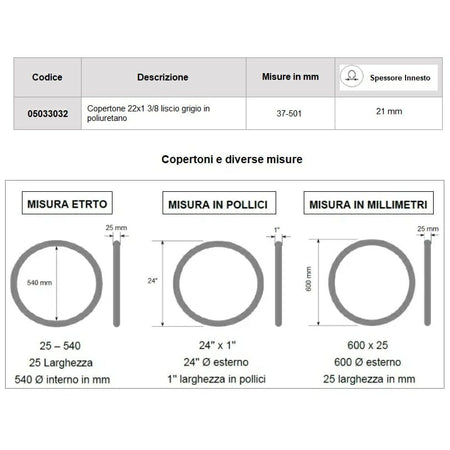 Copertone 22x1 3/8 poliuretano per carrozzina 05033032