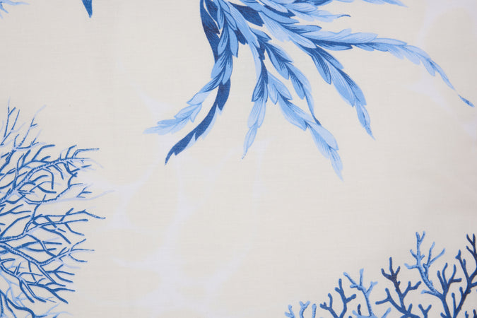 Completo letto lenzuola federe bifaccia double face stampa digitale in cotone made in italy  CORALLI BLU /NATURALE