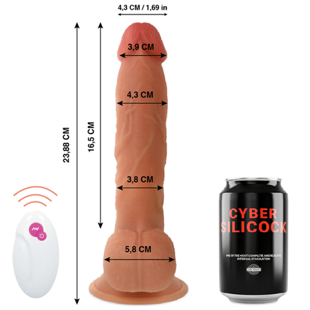 Cyber Silicock fallo realistico vibrante in silicone con testicoli e ventosa funzione di up&down tipo sex machine