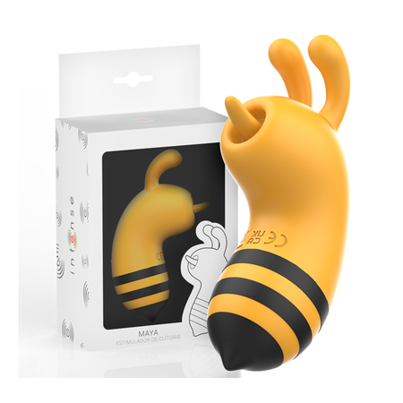 Vibratore stimolatore del clitoride a forma di ape vibrante in silicone con lingua oscillante