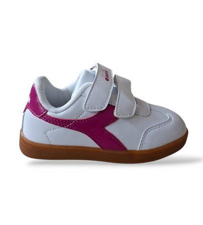 Scarpe sneakers Bambina Diadora Kyoto bianco-fucsia velcro
