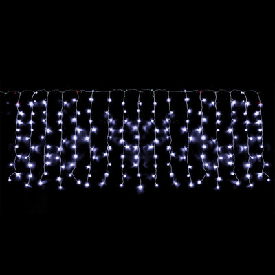 Tenda luminosa filo trasparente 240 led uso interno ed esterno bianco freddo 4 x h 1 mt