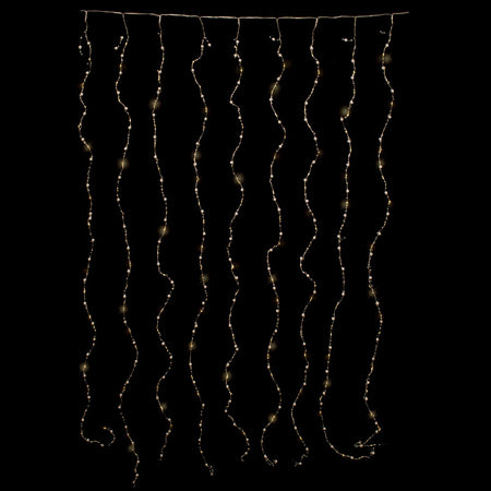 Tenda led luminosa con perle e nanoled  luci natale cascata da esterno 300 nanoled mt 1 x H 2 mt luce calda