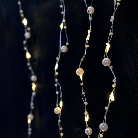 Tenda led luminosa con perle e nanoled  luci natale cascata da esterno 300 nanoled mt 1 x H 2 mt luce calda