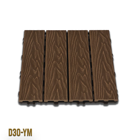 1mq (11 pezzi) di Pavimento Quadrotte in decking WPC da esterno 30X30cm (sp.2cm) inclusa struttura CLICK