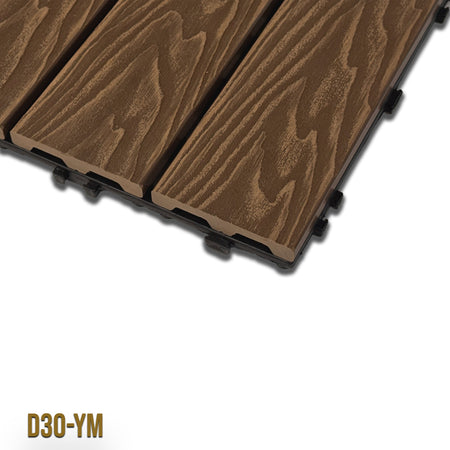 1mq (11 pezzi) di Pavimento Quadrotte in decking WPC da esterno 30X30cm (sp.2cm) inclusa struttura CLICK