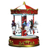 Giostra per villaggio di natale carosello con bambini su cavallo e musiche h 22 cm