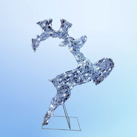 Renna che salta luminosa in filo di cristallo per uso interno ed esterno h80 cm